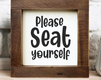 Please Seat Yourself funny bathroom sign restroom sign powder room housewarming gift