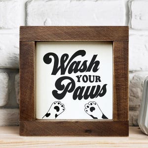Bathroom Signs Wash Your Paws Wood Sign Housewarming Gift Funny Bathroom Art Bathroom Rules Gift For Couple Gift for Dog Cat Lovers