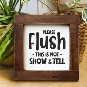 Airbnb Sign Please Flush This Is Not Show & Tell Funny Bathroom Sign Guest Restroom Sign Handmade Housewarming Gift Bathroom Rules