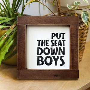 Put The Seat Down Boys Kids Bathroom Sign Handmade Housewarming Gift Toilet Sign Bathroom Rules Farmhouse Shelf Decor Restroom Sign