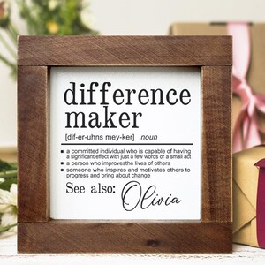 Personalized Coworker Gift Difference Maker Sign Cubicle Decor Funny Office Sign Boss Day Gift Retirement Gift Farewell Gift for Colleague