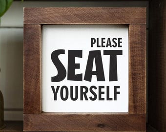 Guest Restroom Sign Please Seat Yourself Funny Bathroom Sign Handmade Hostess Gift Powder Room Decor Airbnb Signs Housewarming Gift