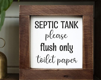 Airbnb Sign Flush Only Toilet Paper Septic Tank bathroom sign guest restroom wooden sign