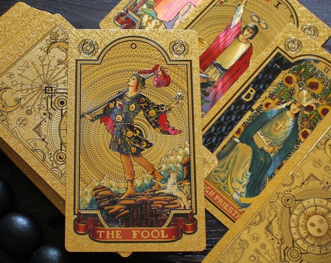 Gold Foil Tarot Cards Classic Tarot Deck 78 for Beginners With ...
