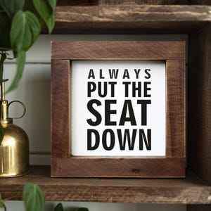 Airbnb Sign Put The Seat Down Funny Bathroom Sign Handmade Housewarming Gift For Couple Bathroom Rules Farmhouse Shelf Decor Restroom Sign