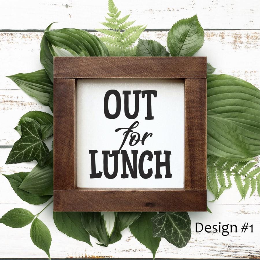 Lustiges Büro-Schild 'Out To Lunch' – Holz, 12,7x12,7 Cm, Als Tisch- Oder Wanddekoration