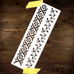 Floral Borders Stencil Reusable DIY Craft Mylar Stencil Home Decor Large Wall Stencil Furniture Stencil repeatable stencil