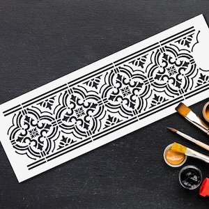 Stencil con motivo marocchino - Stencil per pittura in Mylar per pareti - Stencil per piastrelle per pittura - Fai da te - Stencil per bordi - Decorazione fattoria