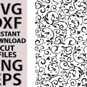 花柄ステンシル デジタル テンプレート SVG DXF Eps PNG ファイル Silhouette Cricut レーザー CNC ビニール ステッカー カット ファイル 即時ダウンロード