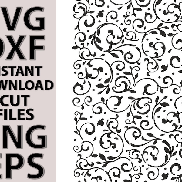 Floral pattern stencil digital template SVG DXF Eps Png files for Silhouette Cricut laser cnc vinyl stickers cut files instant download