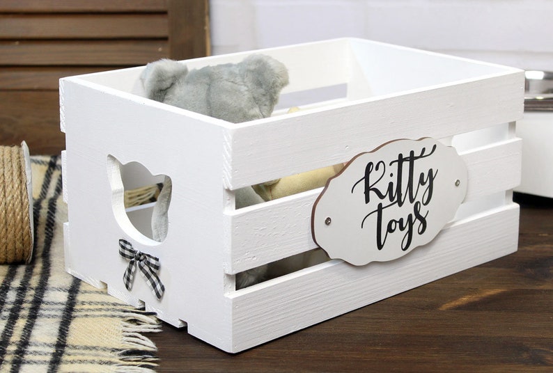 Cat Toy Box Personalized Large Cat Toys Storage Cat Etsy