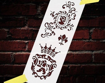 Сoat of Arms Stencil Reusable DIY Mylar Stencil Royal Lion Сameo fleur de lys Stencil