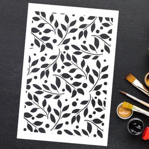 Floral Pattern Stencil Leaves And Branches Background Reusable DIY Craft Stencil for Paint Home Decor Wall Stencil