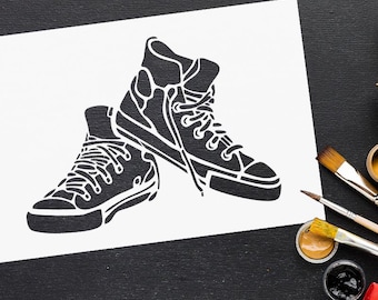 Sneakers stencil - DIY stencil voor verf - grote stencil voor muren borden scrapbooking decoupage - muurschildering stencil