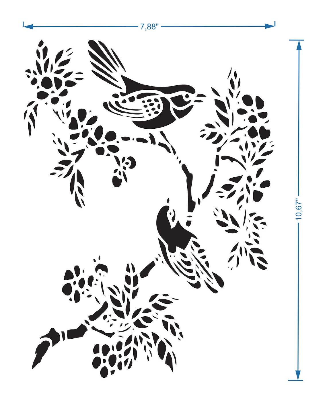 Birds on Branch Stencil Reusable DIY Craft Mylar Big Stencil Etsy