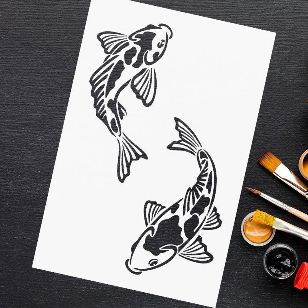 Koi Fish Stencil - Mylar Painting Stencils for Walls - Large Wall ...