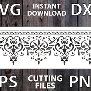 Delicate Border digital stencil template SVG DXF EPS Png files for Silhouette Cricut laser cnc vinyl sticker cut files instant download