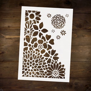 Dahlias Stencil Reusable DIY Craft Mylar Stencils for Paint Home Decor Floral Stencil for walls