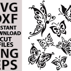 Butterfly waltz stencil digital template SVG DXF Eps Png files for Silhouette Cricut laser cnc vinyl stickers cut files instant download