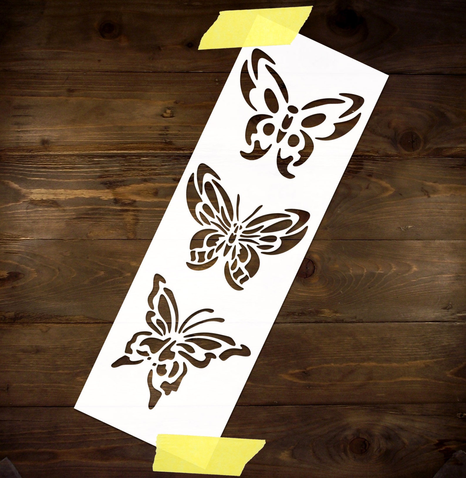 Three Butterflies Stencil Reusable DIY Craft Mylar Stencil Etsy
