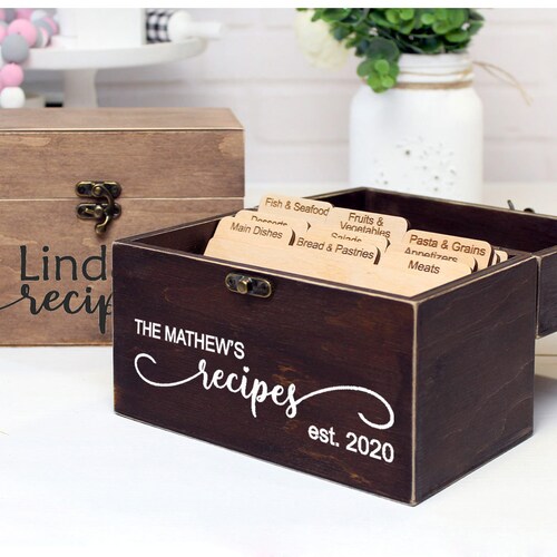 Personalized Recipe Box Family Wood Recipe Box Wedding Gift Etsy