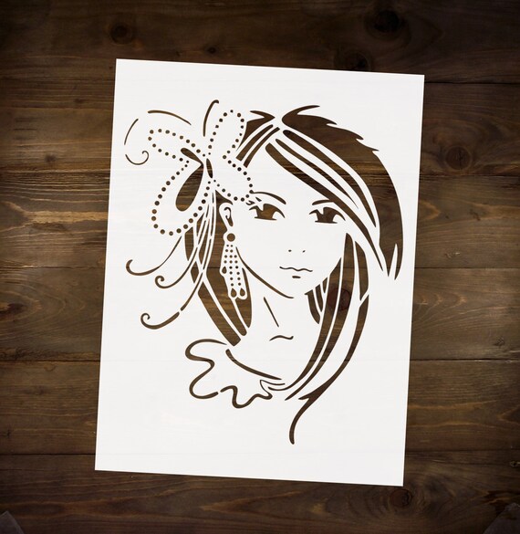 Pretty Girl Stencil Reusable DIY Craft Mylar Stencil Home Etsy