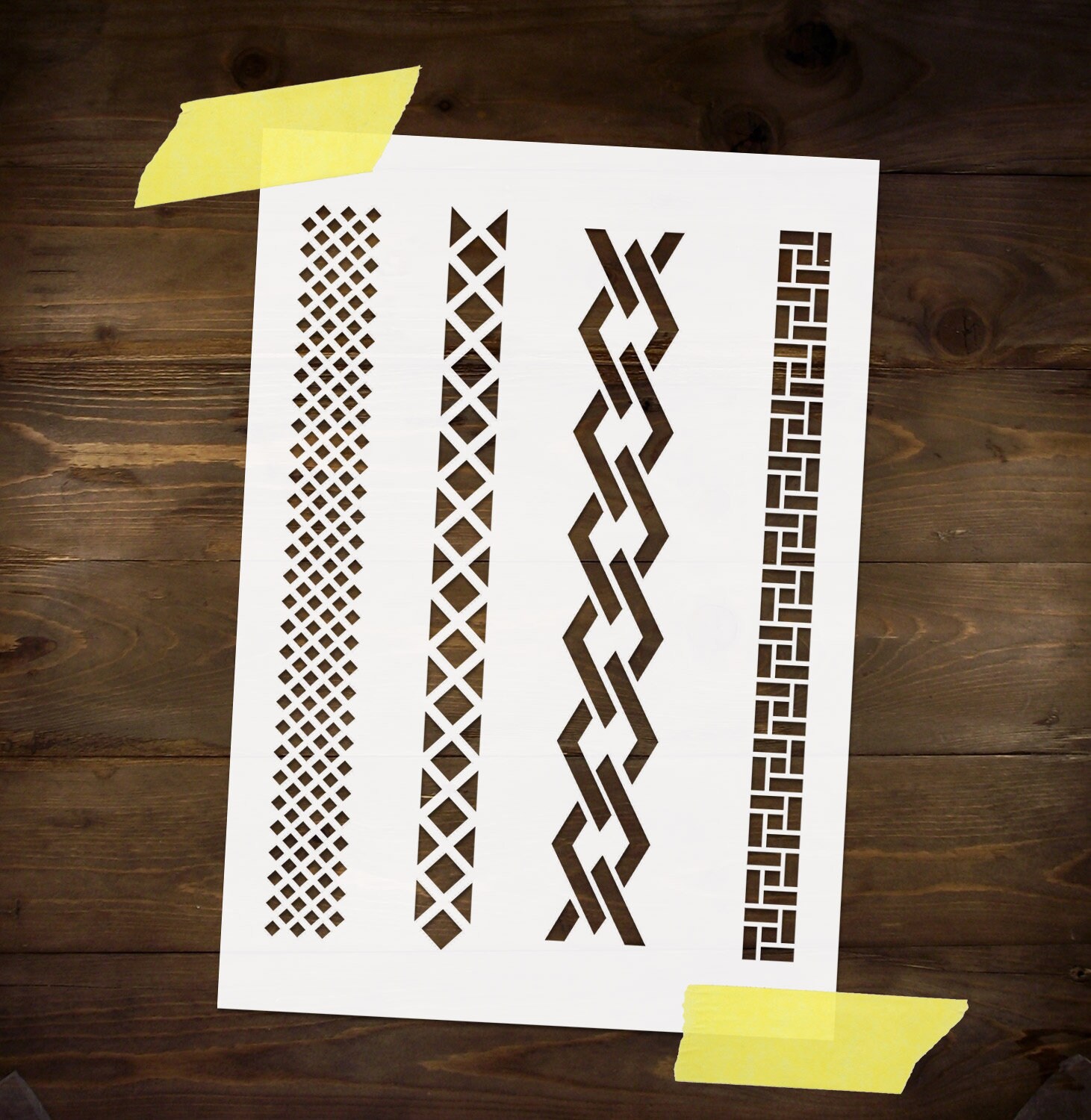 Four Borders Stencil Reusable DIY Craft Mylar Stencil for Etsy