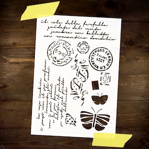 Vintage Postkarte Schablone Wiederverwendbar DIY Bastel-Mylar Schablone für Malen Scrapbooking Decoupage Schablone Große Wand schablone