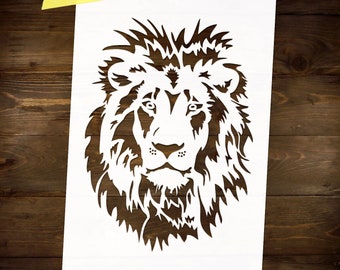 Pochoir tête de lion Reutilisable DIY Artisanat Mylar Grande Taille Pochoir Décoration Textile Peinture Mur Décor Pochoir animal