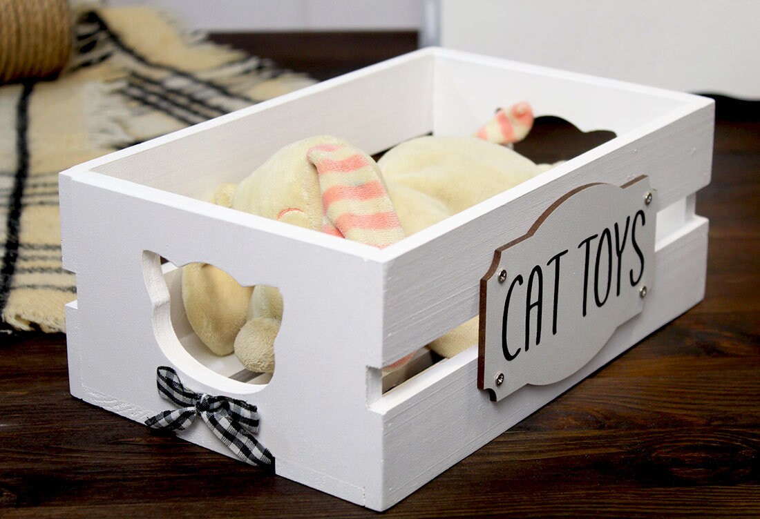 Cat Toy Box Personalized size XS Cat Toy Storage Cat Etsy