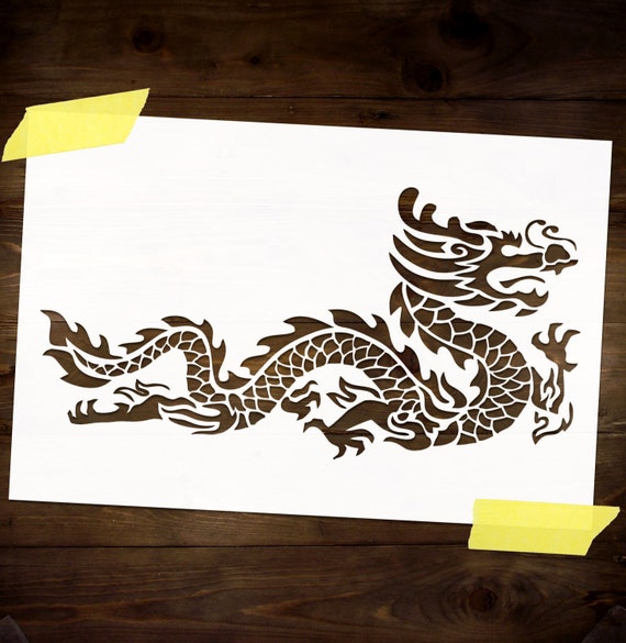 Chinese Dragon Stencil Reusable Diy Craft Mylar Big Size Etsy