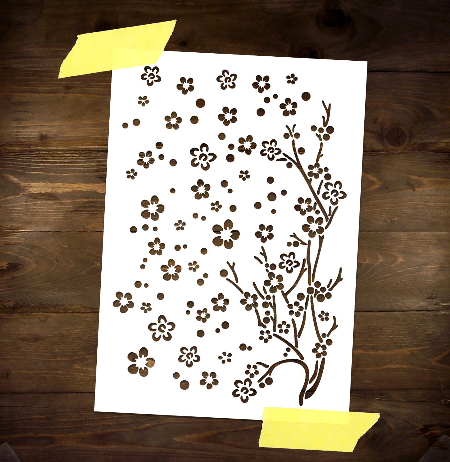 Cherry Blossom Wall Stencil - Reusable Painting Stencil For Walls, Wood, Furniture & Canvas DIY