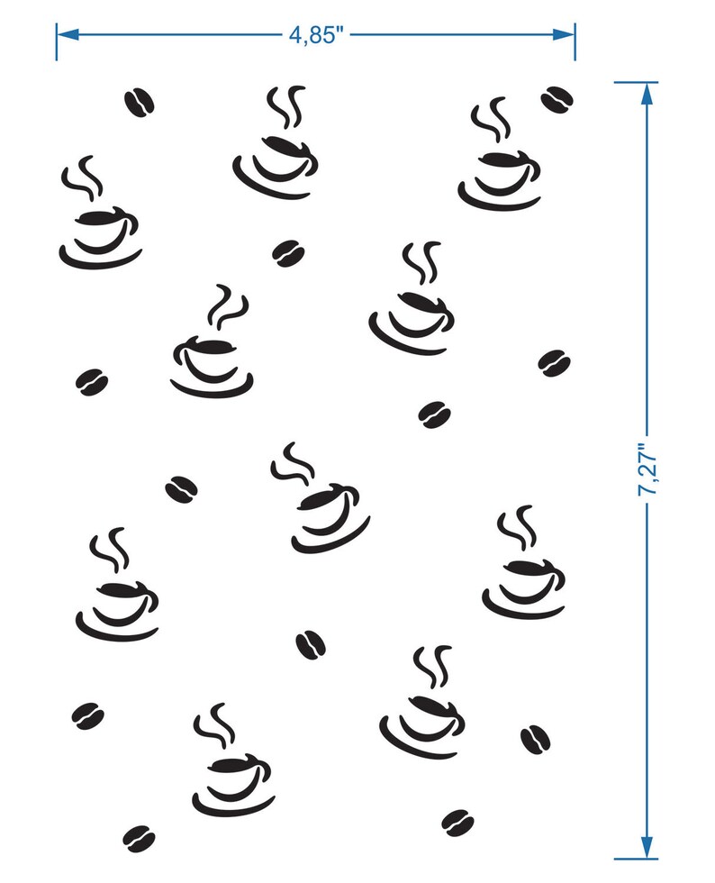 Coffee Cups Pattern Stencil Reusable DIY Craft Mylar Stencil Etsy