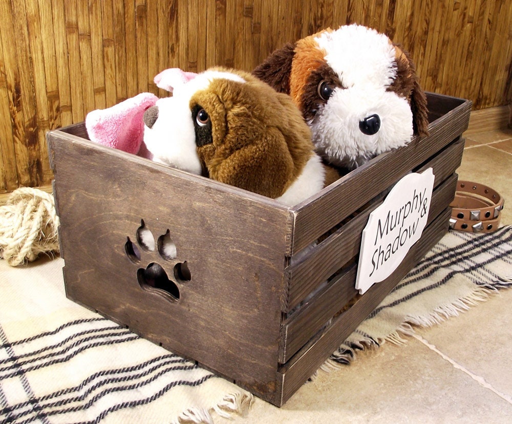 Dog Toy Box Personalized With Paw Hole, Dog Toy Storage, Dog Crate  Furniture Toy Bin Dog Mom Gift Puppy Toys Box 
