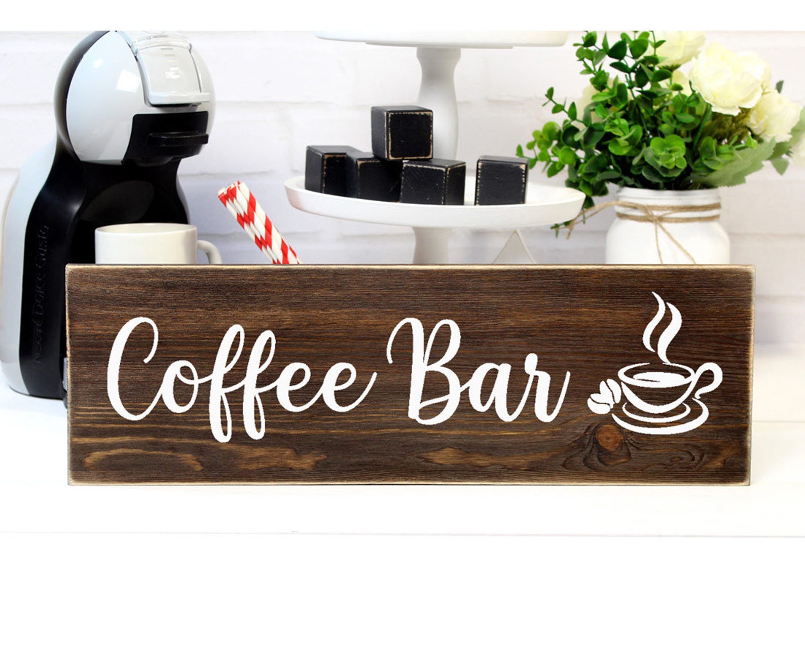 Farmhouse Coffee Bar Wall Sign 14x6 Small Wooden Coffee Etsy