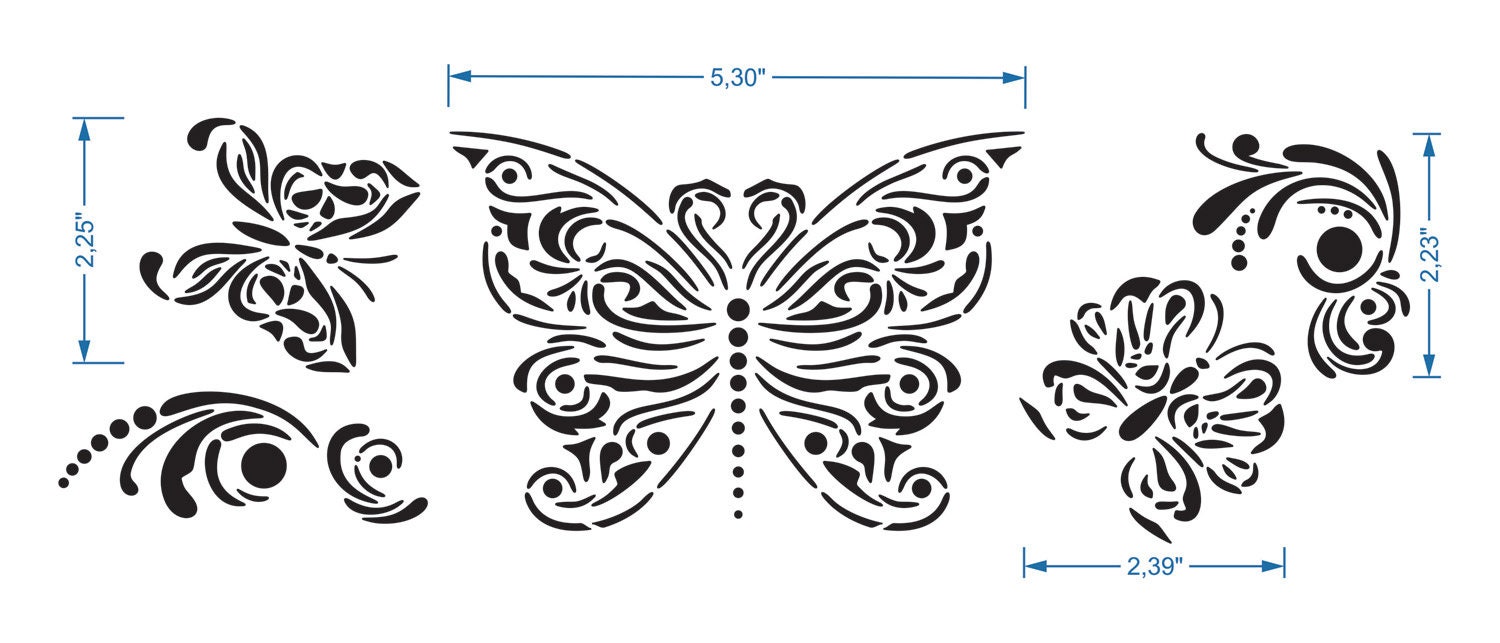 Elegant Butterflies Stencil Reusable DIY Craft Mylar Stencil Etsy