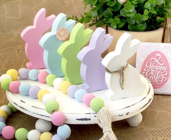 Easter Bunny decor, Wooden Peeps, Spring Bunny Decor, Wood Bunny Farmhouse Easter Decor, Easter Tiered Tray, Hello Spring, Rabbit