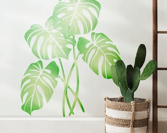 Monstera Leaves Stencil - Mylar Painting Stencils for Walls - Large Stencil for Paint - DIY - Reusable Floral Stencil - Wall Art Stencil