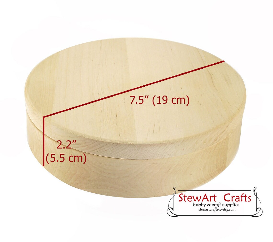 Wooden Round Box with lid diameter 7.5 7 Etsy