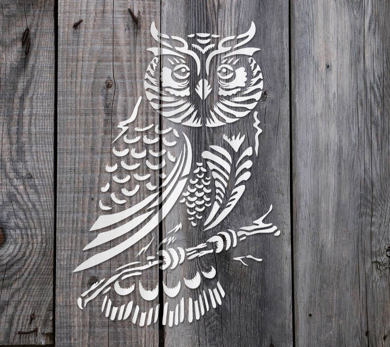 owl stencil reusable diy craft mylar stencil for painting home etsy