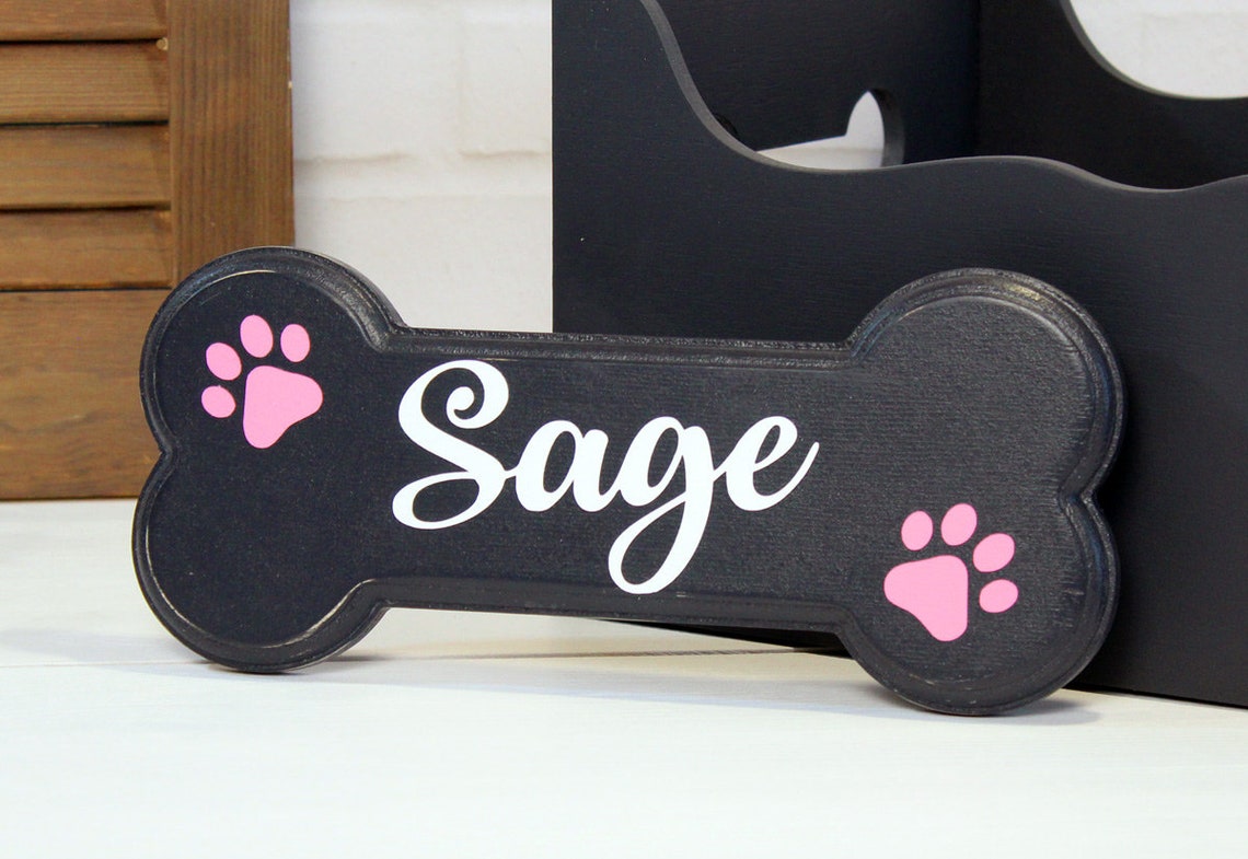 Personalized Dog Name Bone Dog Crate Name Sign Personalized Etsy