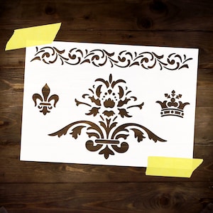 Royal Fleur de lis Stencil Reutilizable DIY Craft Mylar Stencil para Pintar Decoración del hogar Muebles Plantilla de pared