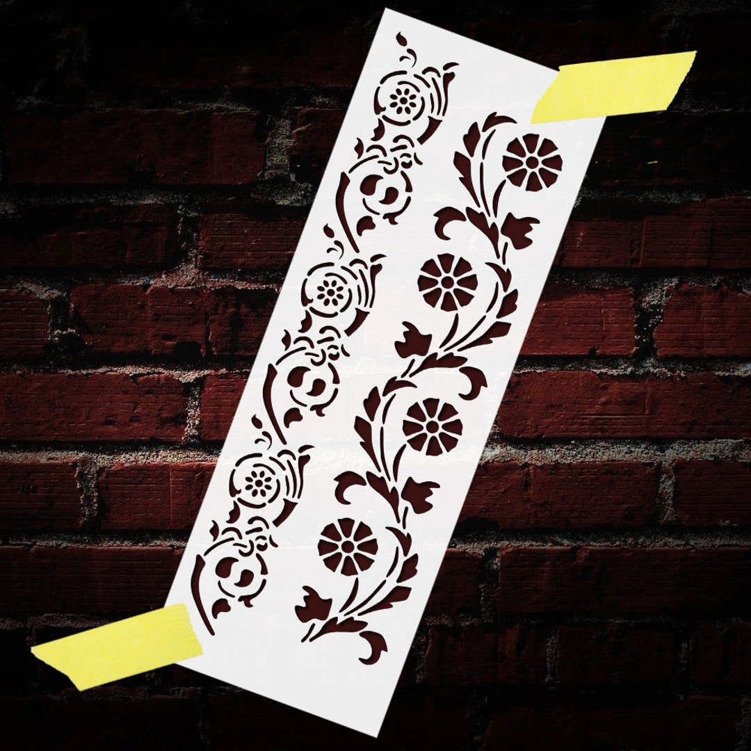 Reusable Craft Stencil - Scrapbooking Stencil // BORDER FLOWERS