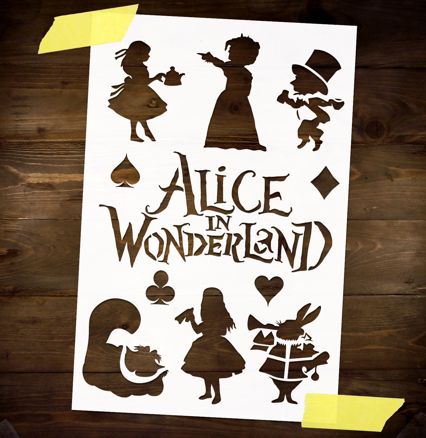 Alice In Wonderland Stencil Reusable DIY Craft Mylar Big Size Etsy
