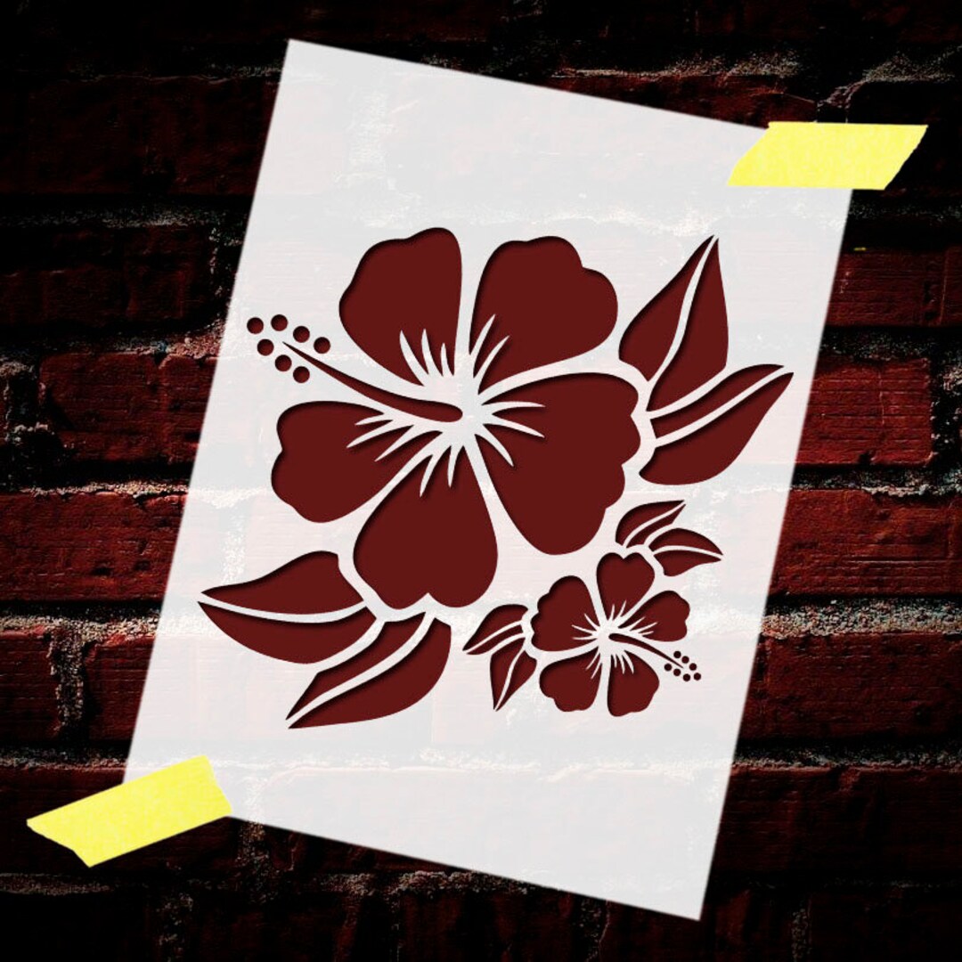 Hibiscu Flowers Stencil Hawaii Flower Stencil Reusable Square Leaf Plant  Washable DIY Stencil Template for Drawing