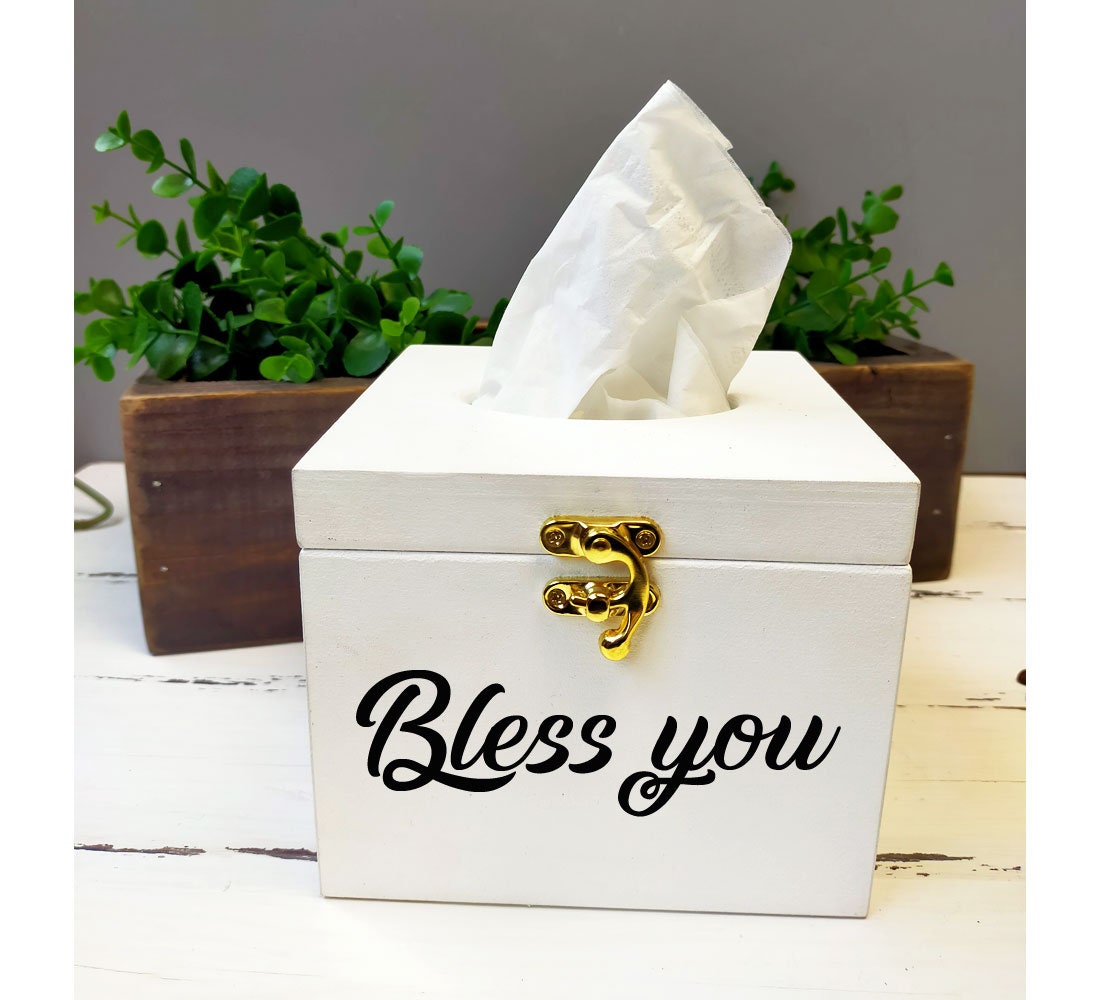 Bless You Wood Tissue Box Cover Tissue Holder Kleenex Box Etsy