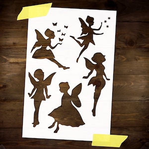 Fairies Silhouette Stencil Reusable DIY Craft Mylar Big Size Stencil Home decor Scrapbooking Journalling Stencil