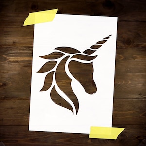 Einhorn Kopf Schablone Wiederverwendbar DIY Handwerk Mylar Schablone Wohnkultur Möbel Backen Scrapbooking Kinder Handwerk Schablone