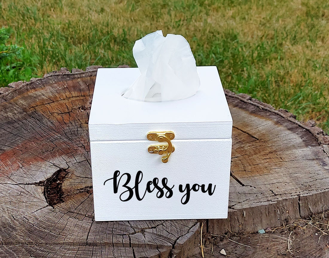 Bless You Wood Tissue Box Cover Tissue Holder Kleenex Box Etsy