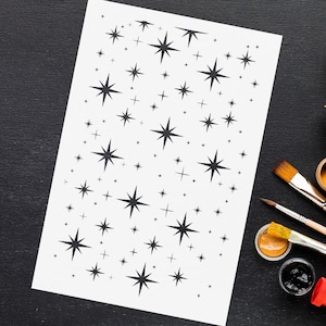 Stars Pattern Stencil - Reusable DIY Painting Stencils - Starry Sky Stencil for Scrapbooking - Wall Art Stencil for Paint - Kids Room Decor
